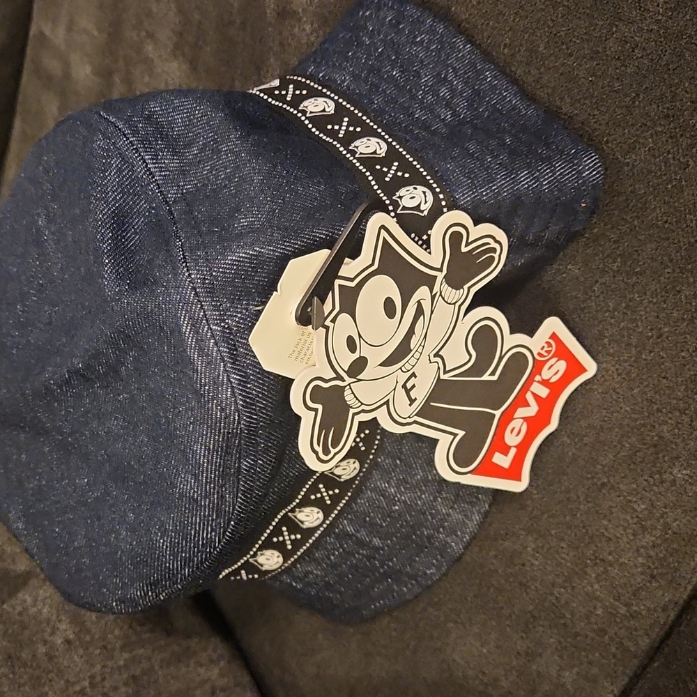 Levi's Felix The Cat Bucket Hat Denim Cap Reversible Cotton Size M 23 Inches UNI